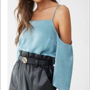 Satin open shoulder blouse